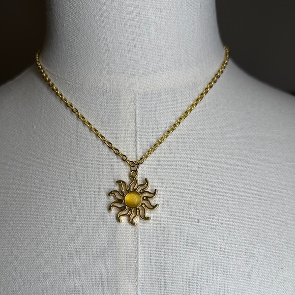 Gold Sun Pendant Necklace - Picture 1 of 3